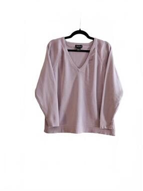 Eddie Bauer Women's Pink 100% Cotton V-Neck Sweater-Size Large-EUC